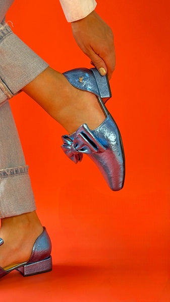 Mocasín Lazo con Detalles Cut-Out Turquesa