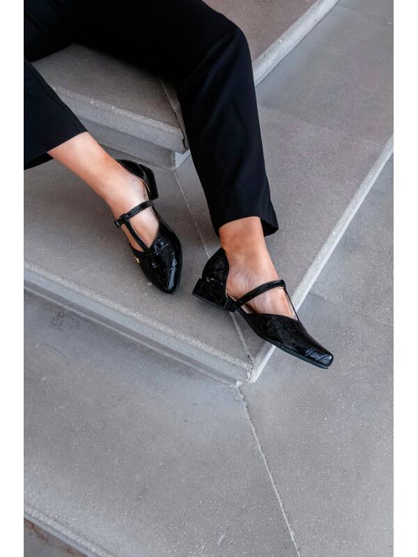 Mary Jane D'Orsay Lagarto Negro