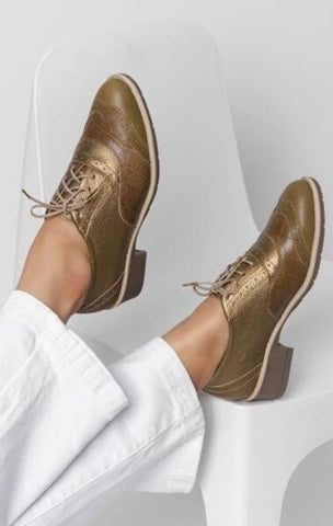 Oxford Wingtip De Punta Redonda Musgo