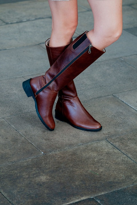 Bota Alta Zipper Sheep Cogñac