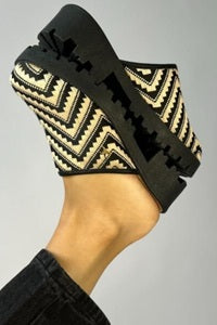 Sueco Clásico Tela Crema X Negro