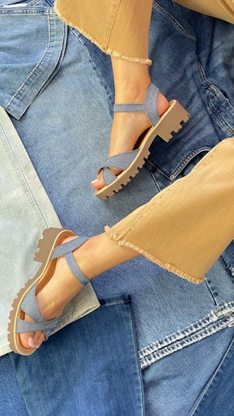 Sandalia Urbana de Plataforma Denim