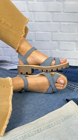 Sandalia Urbana de Plataforma Denim