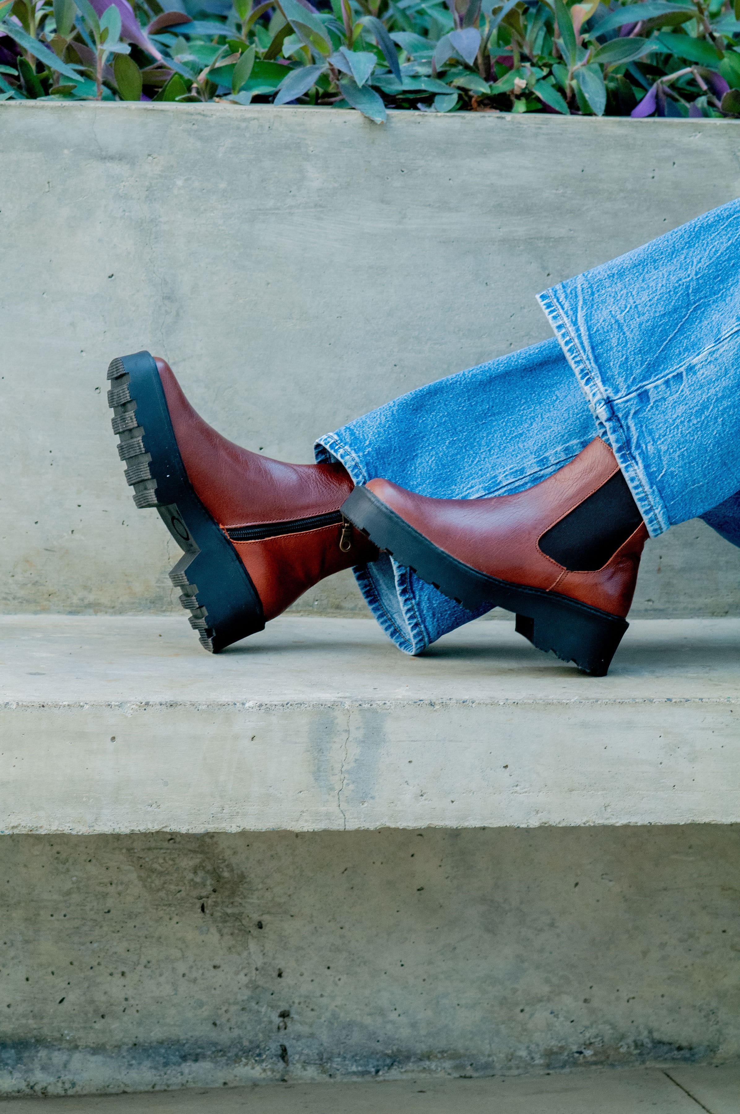 Chelsea Boot Square Toe Sheep Cognac