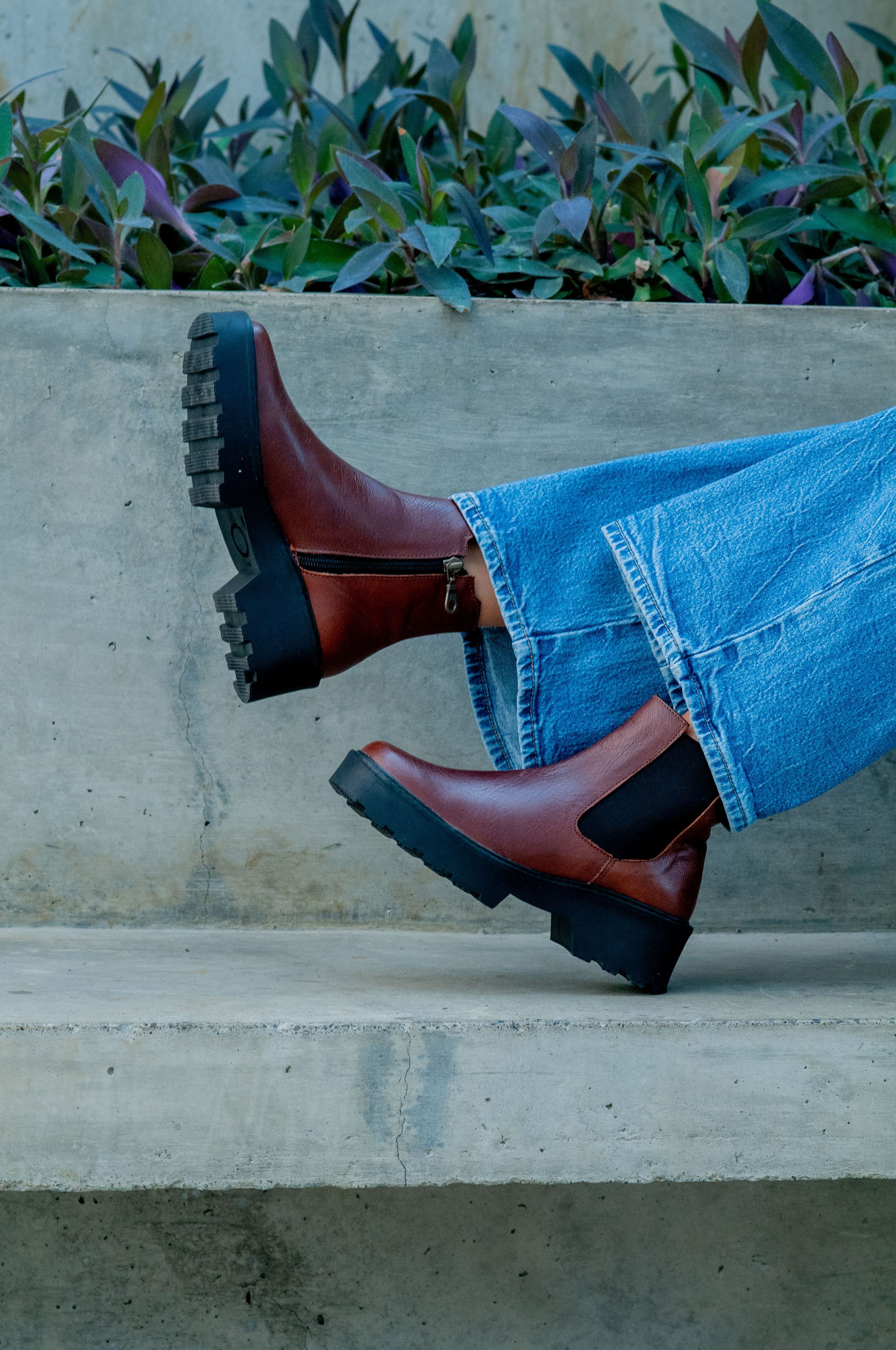 Chelsea Boot Square Toe Sheep Cognac