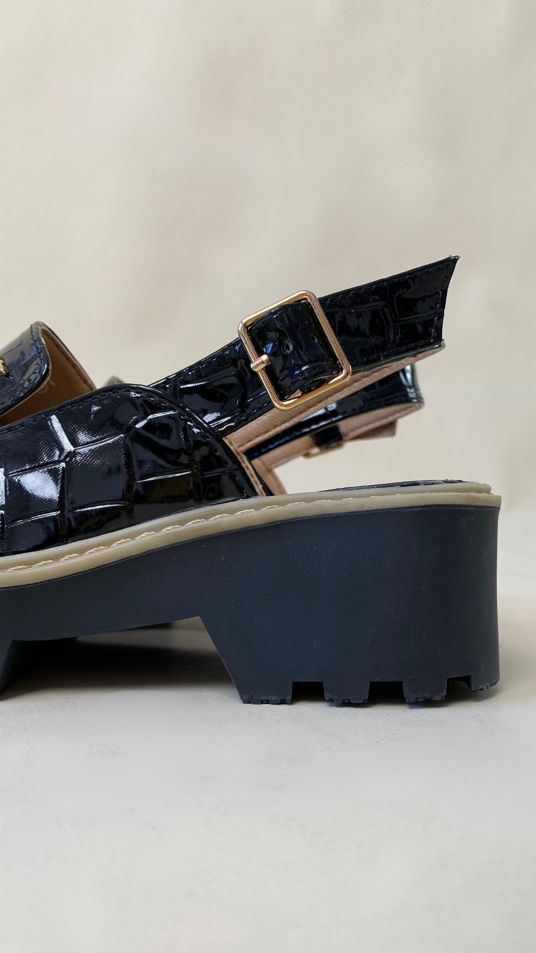 Square Toe Lizard Black Slingback