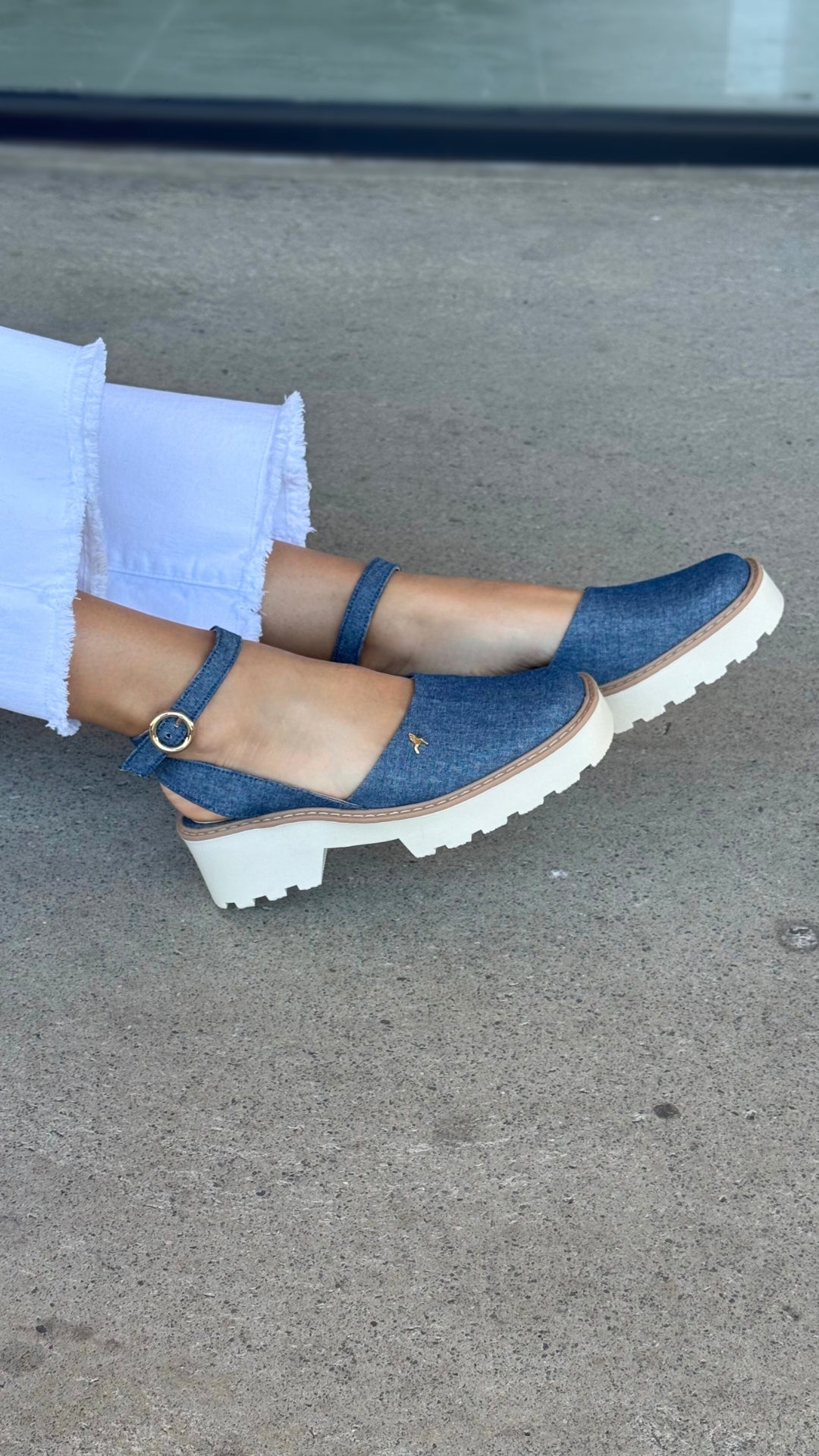 Sandalia Punta Cuadrada Denim