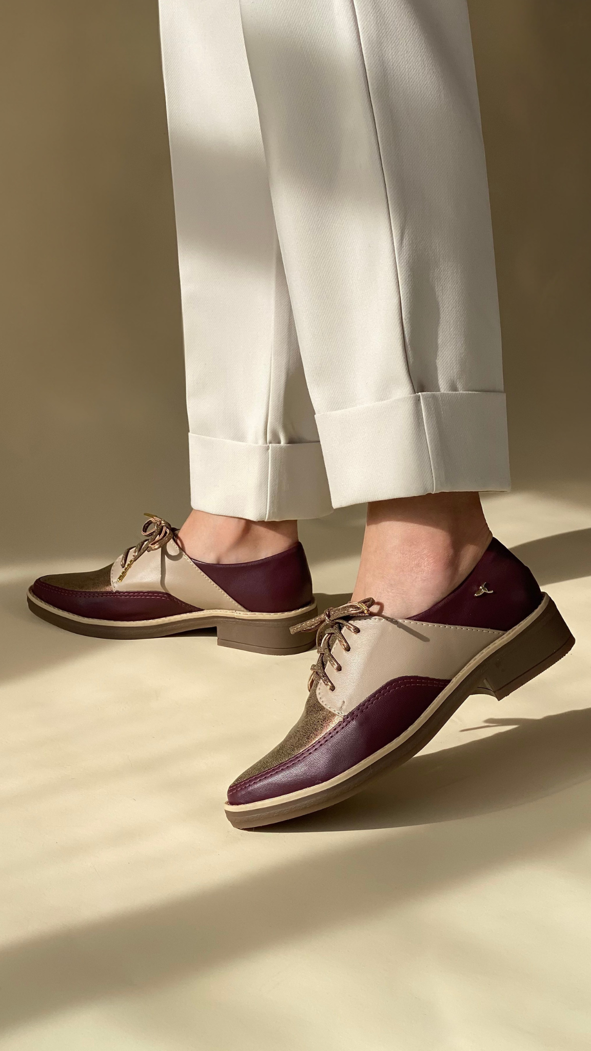 Two-Tone Oyster and Gold Inlles Derby Shoes