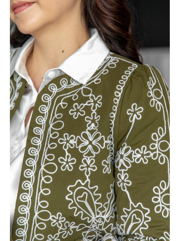 Conjunto Chaqueta Falda Verde Olivo
