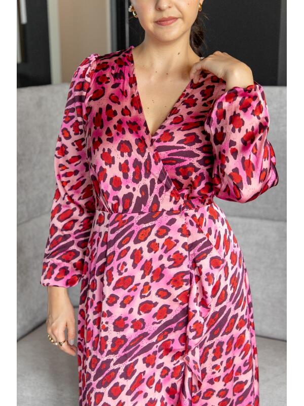 Vestido Satín Fucsia