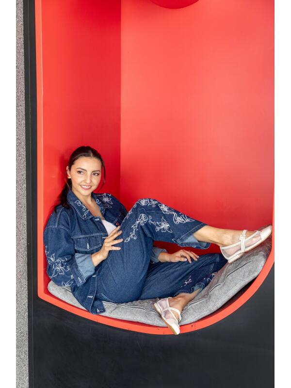 Conunto Bordado Denim Azul Mezclilla