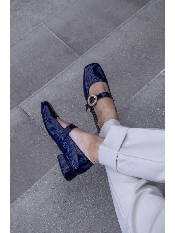 Mocasin Hebilla Beige Azul