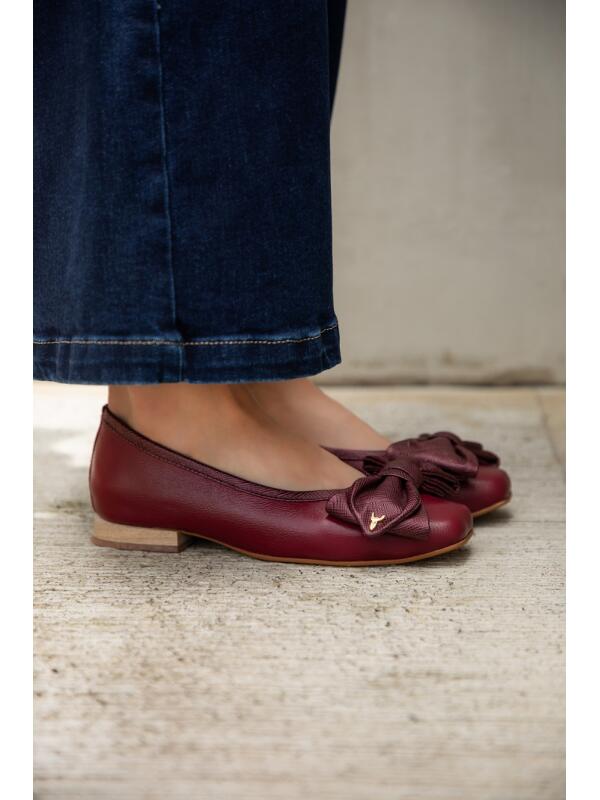 Ballerina Flats with Bow Burgundy
