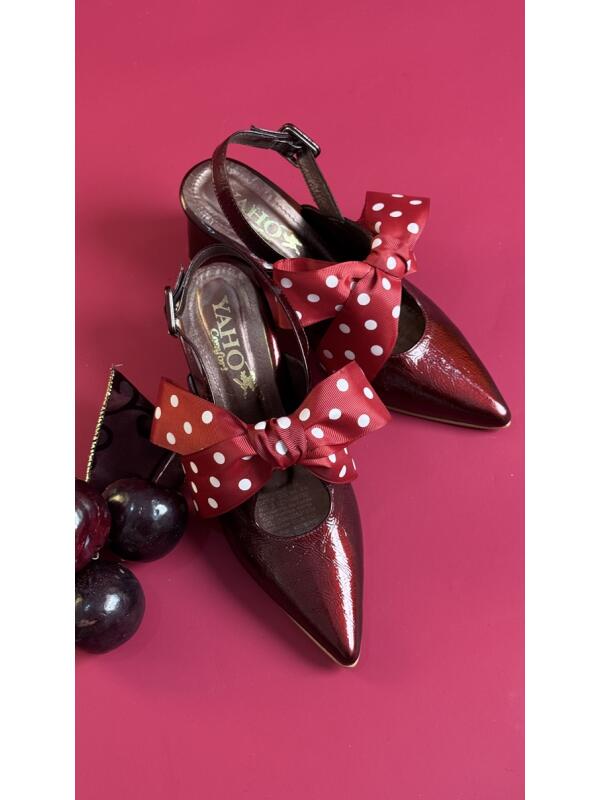 Slingback de Tacon con Lazo Statement Burgundy