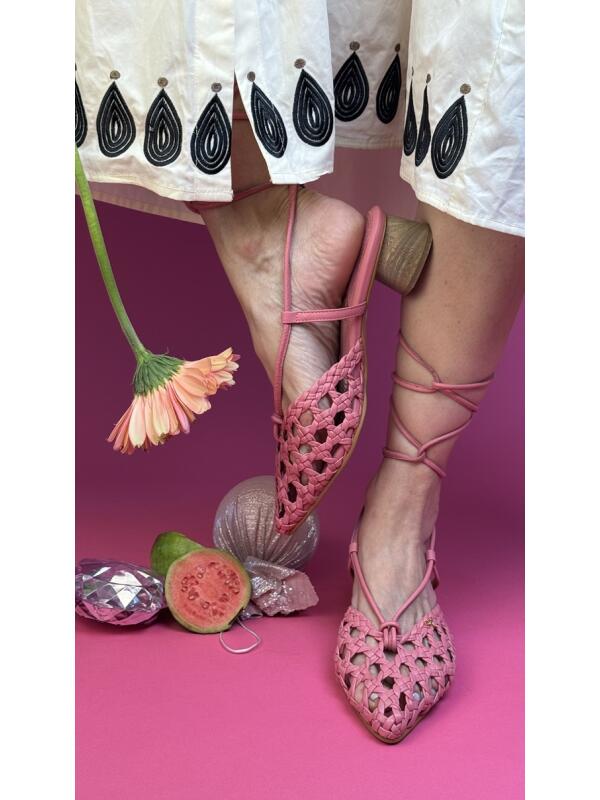 Flat Lace-Up Artesanal Rosado
