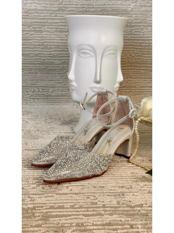 Tacon con Perlas Decorativas Blanco
