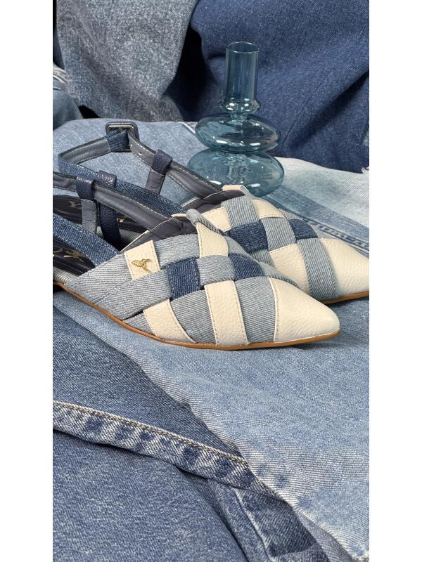 Slingback Trenzado Azul-Mezclilla