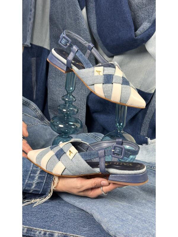 Slingback Trenzado Azul-Mezclilla