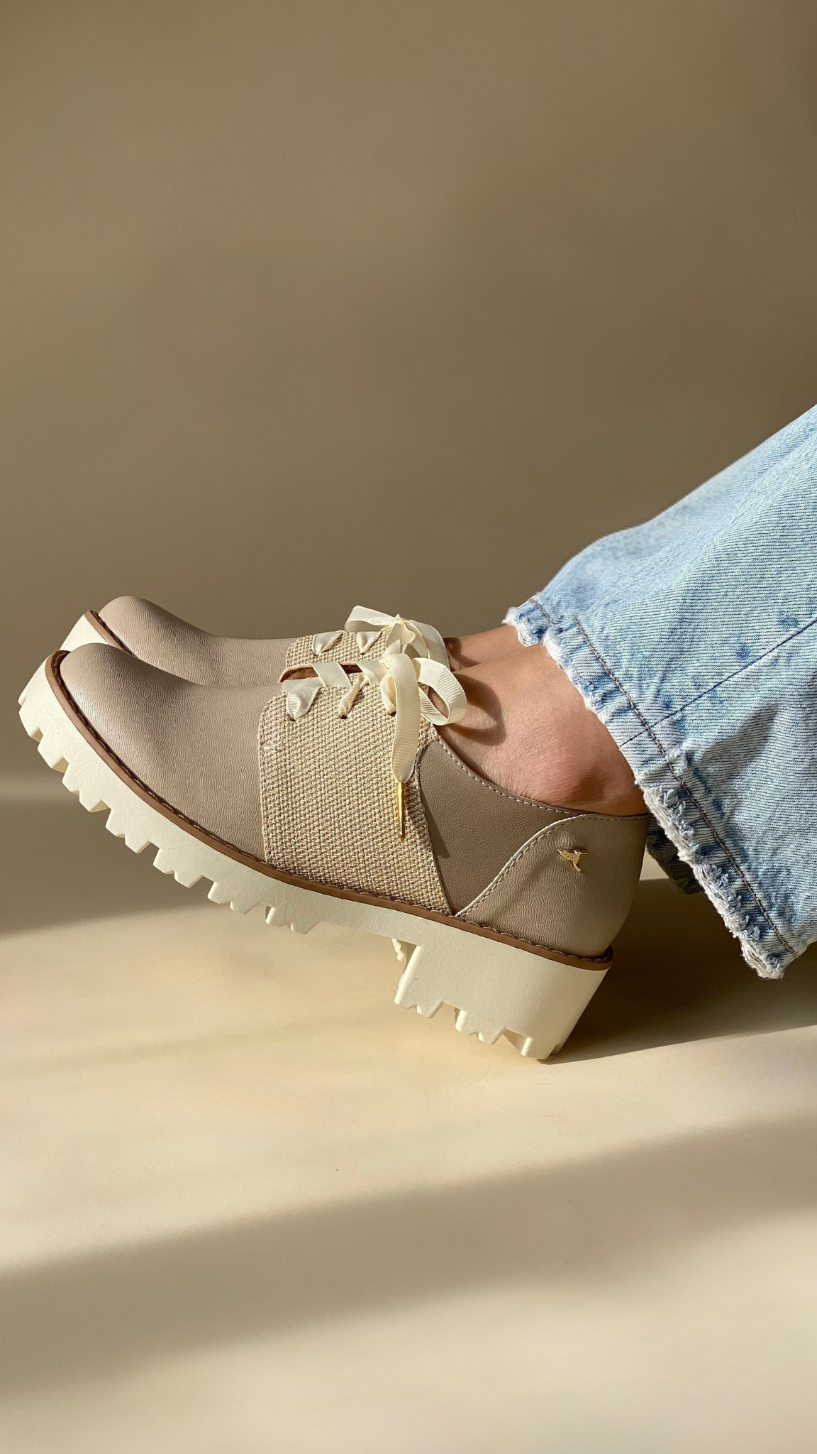 Two-Tone Oyster and Gold Inlles Derby Shoes