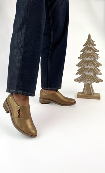 Mocasín con Zipper Bronze