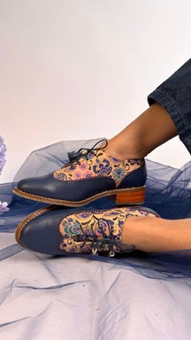 Wingtip Oxford Punta Redonda Azul