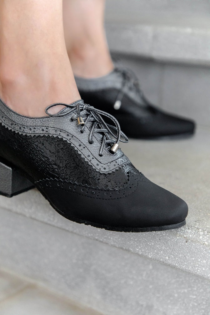 Oxford Tacon Cuadrado Negro-Liso