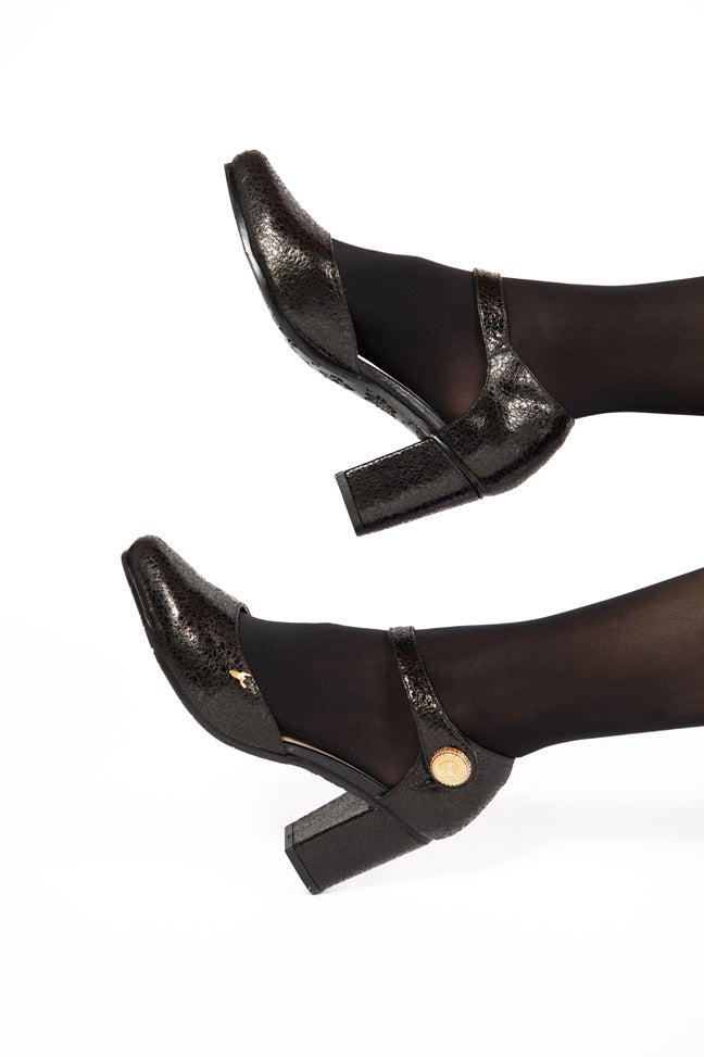 Tacón Beige Negro Liso