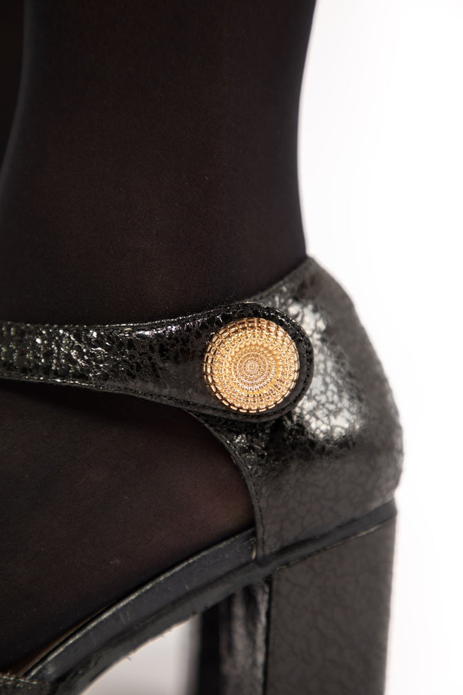 Tacón Beige Negro Liso