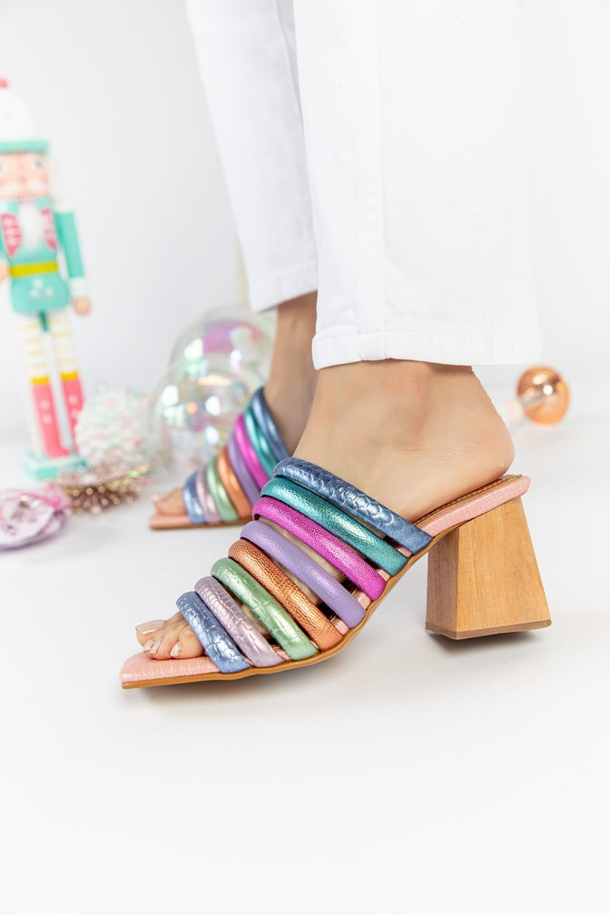 Pastel Heel Mule Sandals