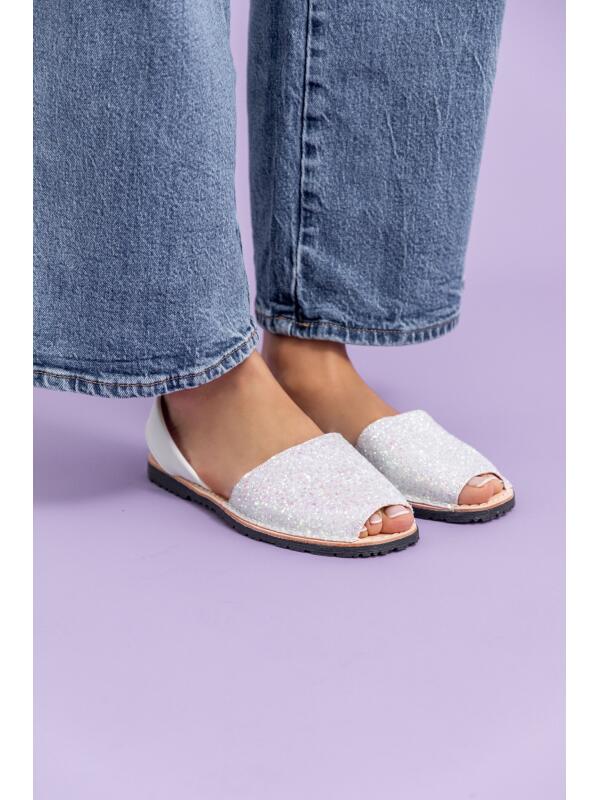Abarcas Española Glow Glitter Blanco
