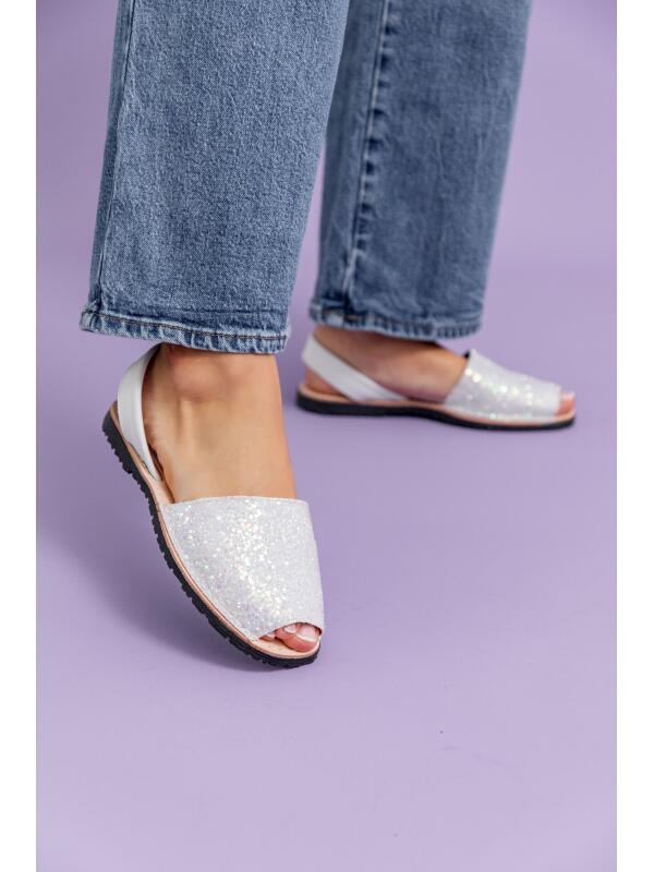 Abarcas Española Glow Glitter Blanco