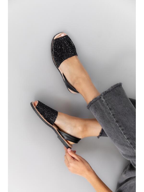 Sandalias Glitter Negro