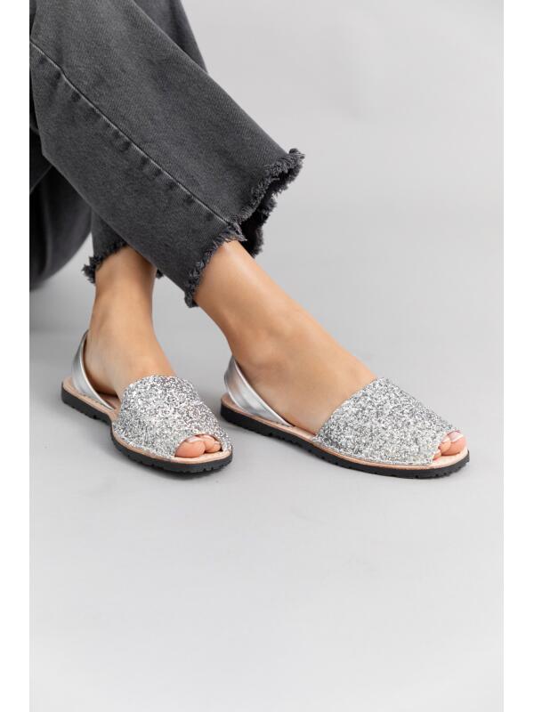 Abarcas Española Glow Glitter Plata