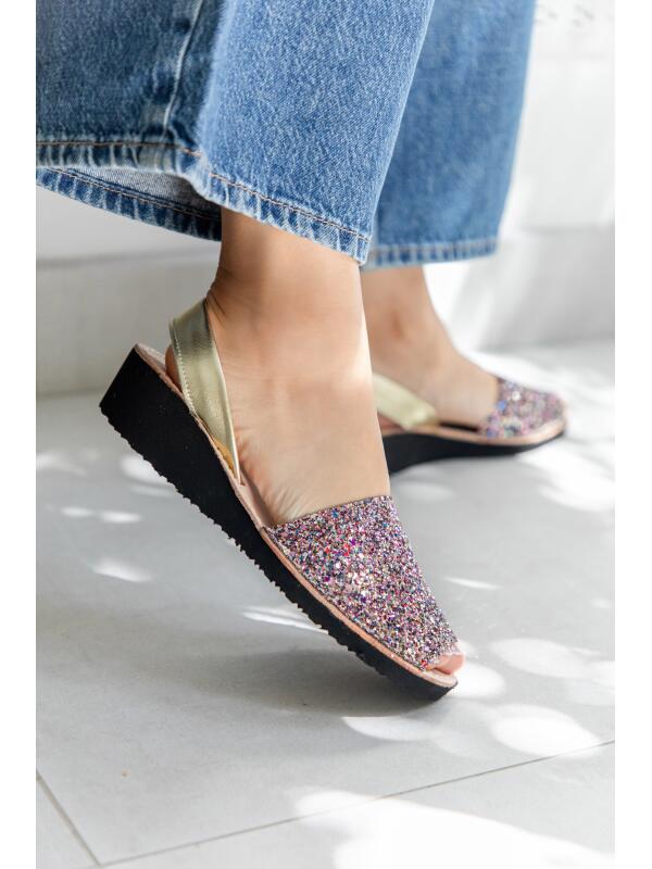 Abarcas Española Cuña Glitter Multicolor
