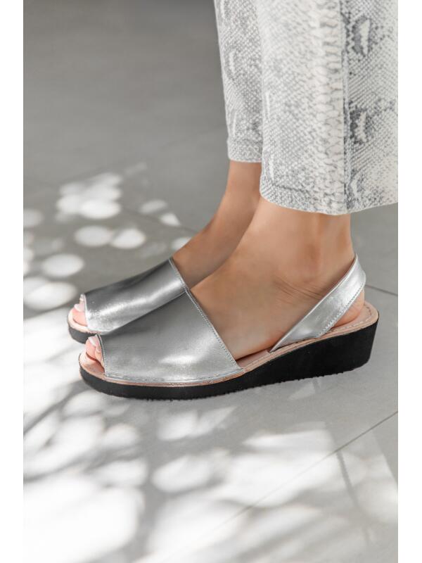 Abarcas Española Cuña Plata