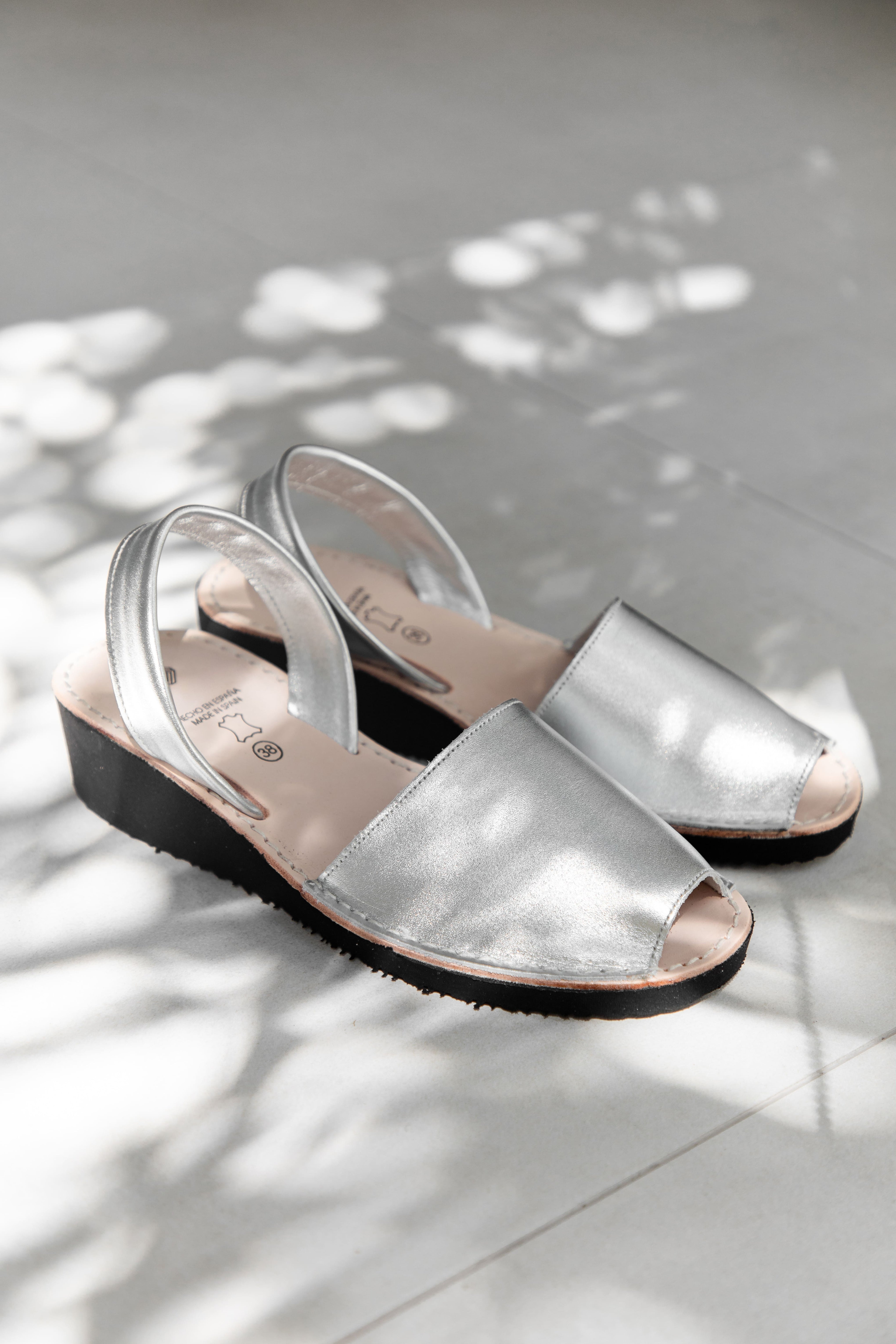 Spanish Abarca Wedge Silver
