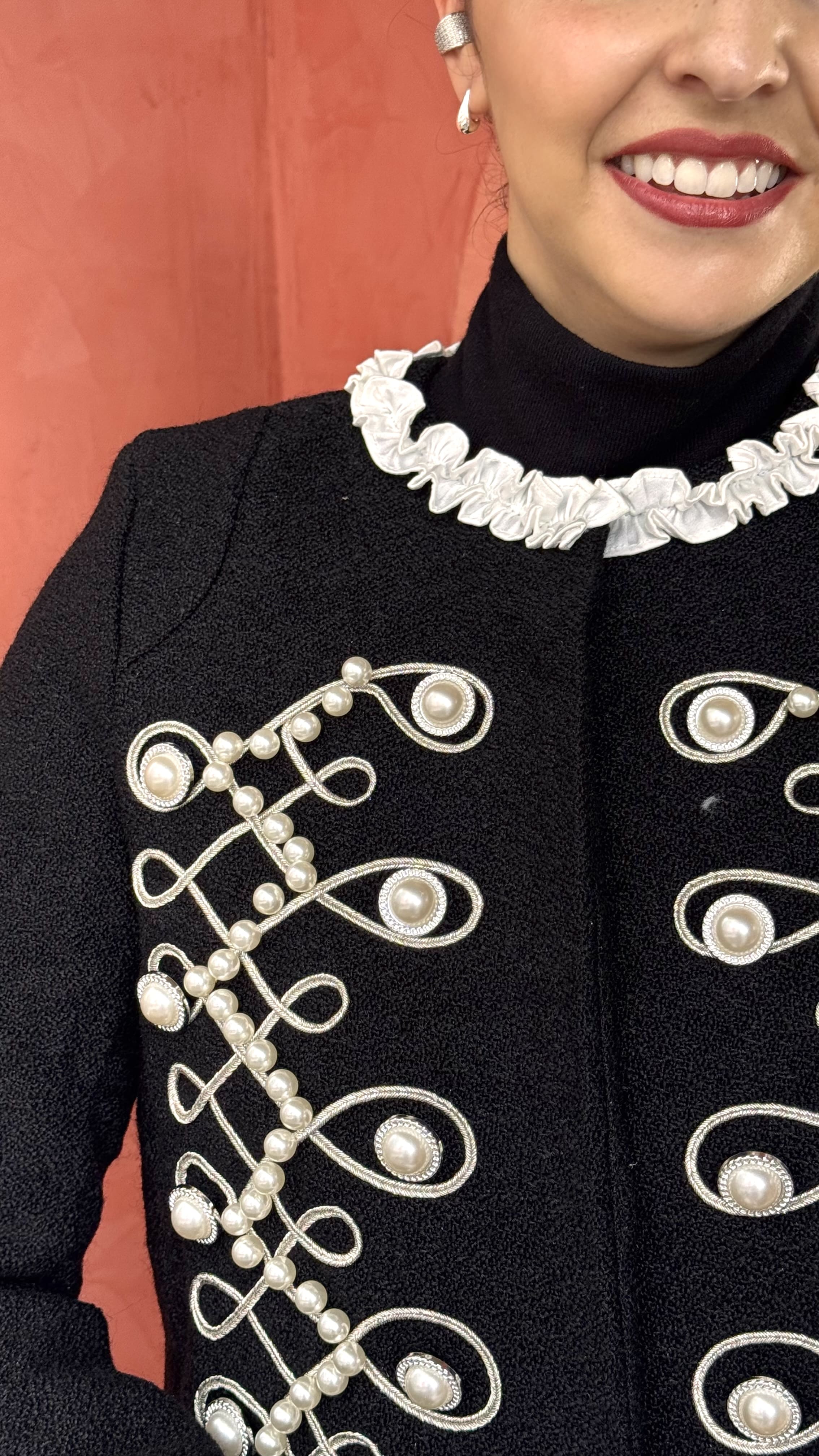 Blazer Bordado Black & White Negro-Liso