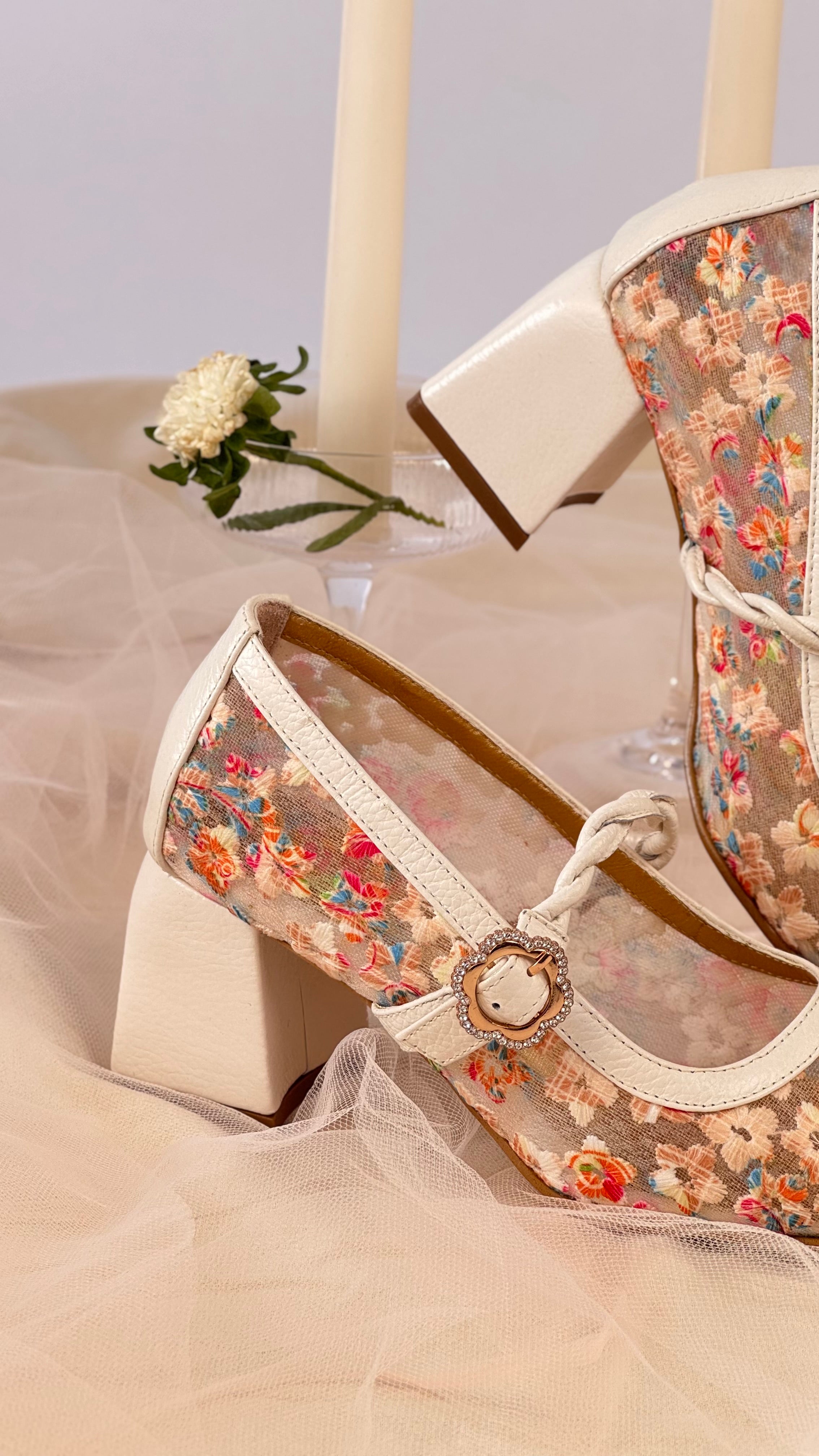 Mary Jane de Tacon con Transparencia Multicolor Talco